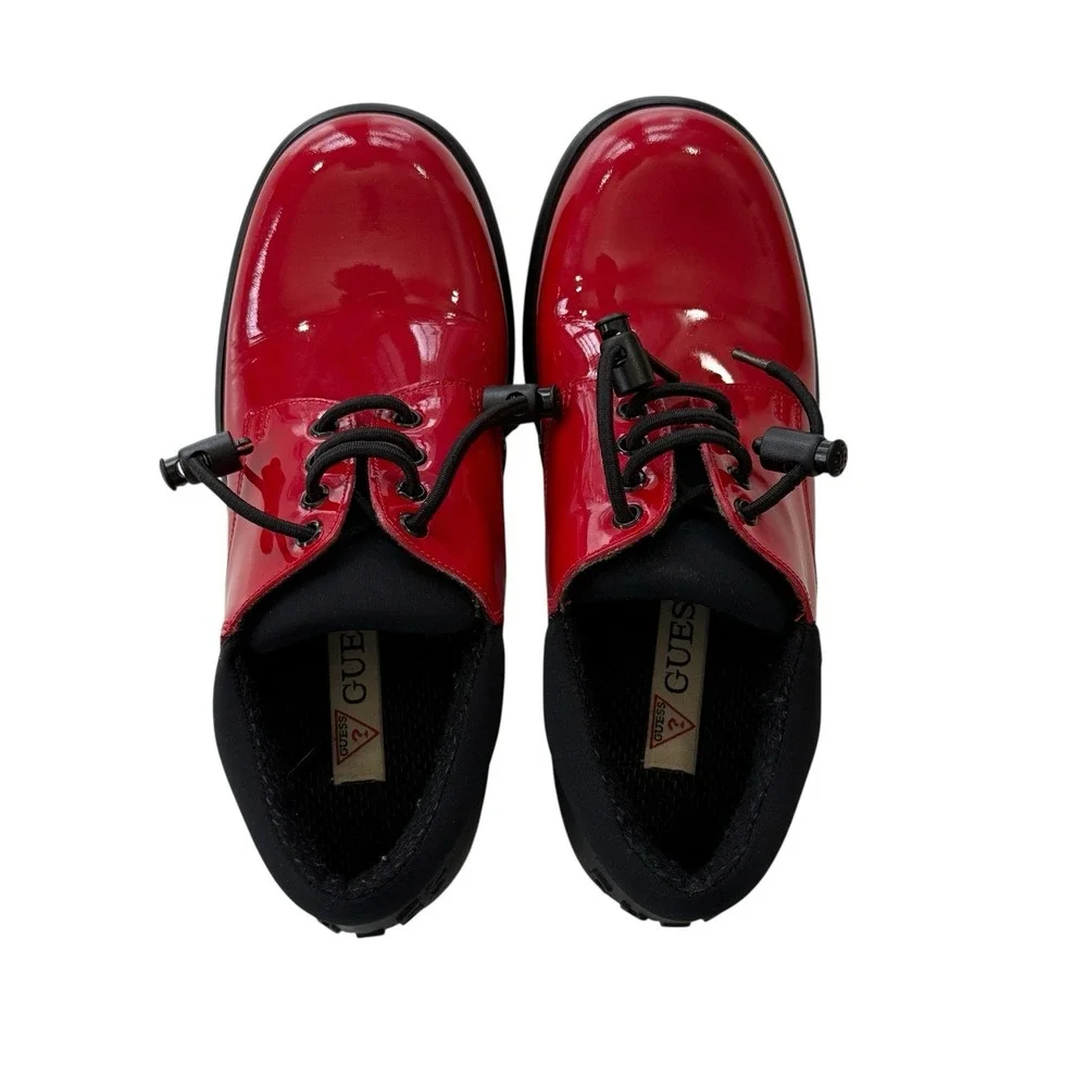 Guess Red Patent Leather Chunky‎ Lug Sole Lace-Up Shoes Club Kid Y2K Women's 8